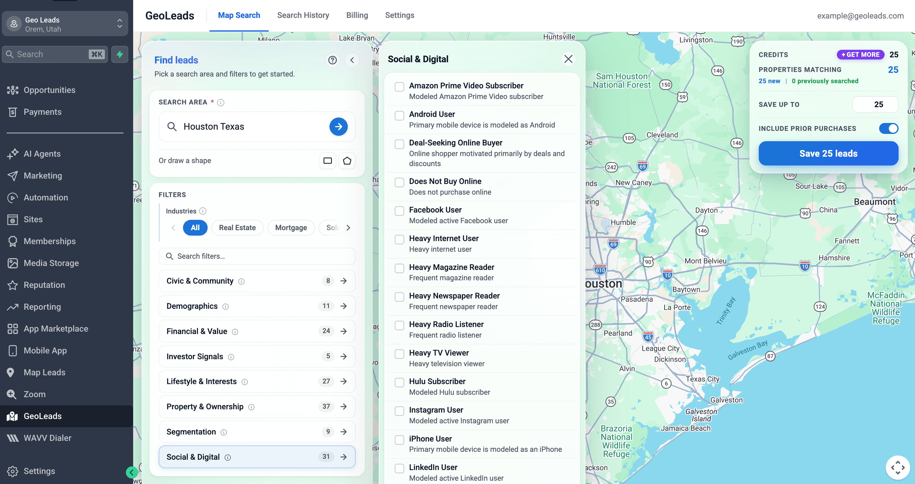 GeoLeads installed in a LeadConnector / GoHighLevel account